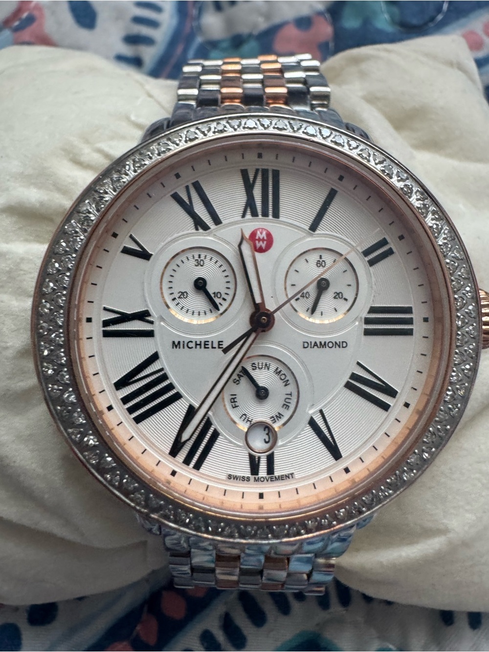 Michele Two-Tone Diamond Accent Women's Watch - White Dial